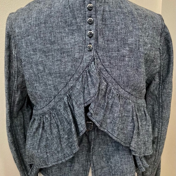 Vintage Free People Victorian Ruffle Back Jacket, Sz Medium, Charcoal Gray, RARE - Picture 2 of 14